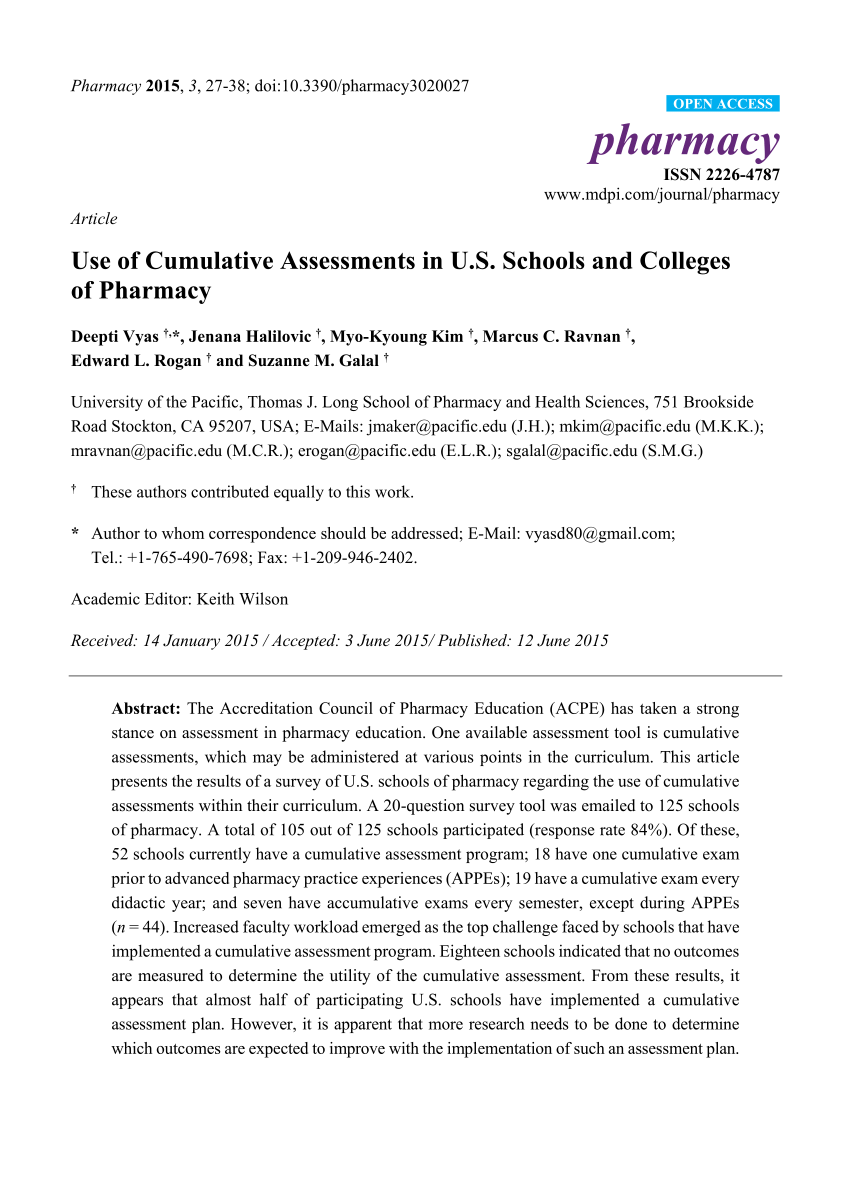 (PDF) Use of Cumulative Assessments in U.S. Schools and Colleges of ...