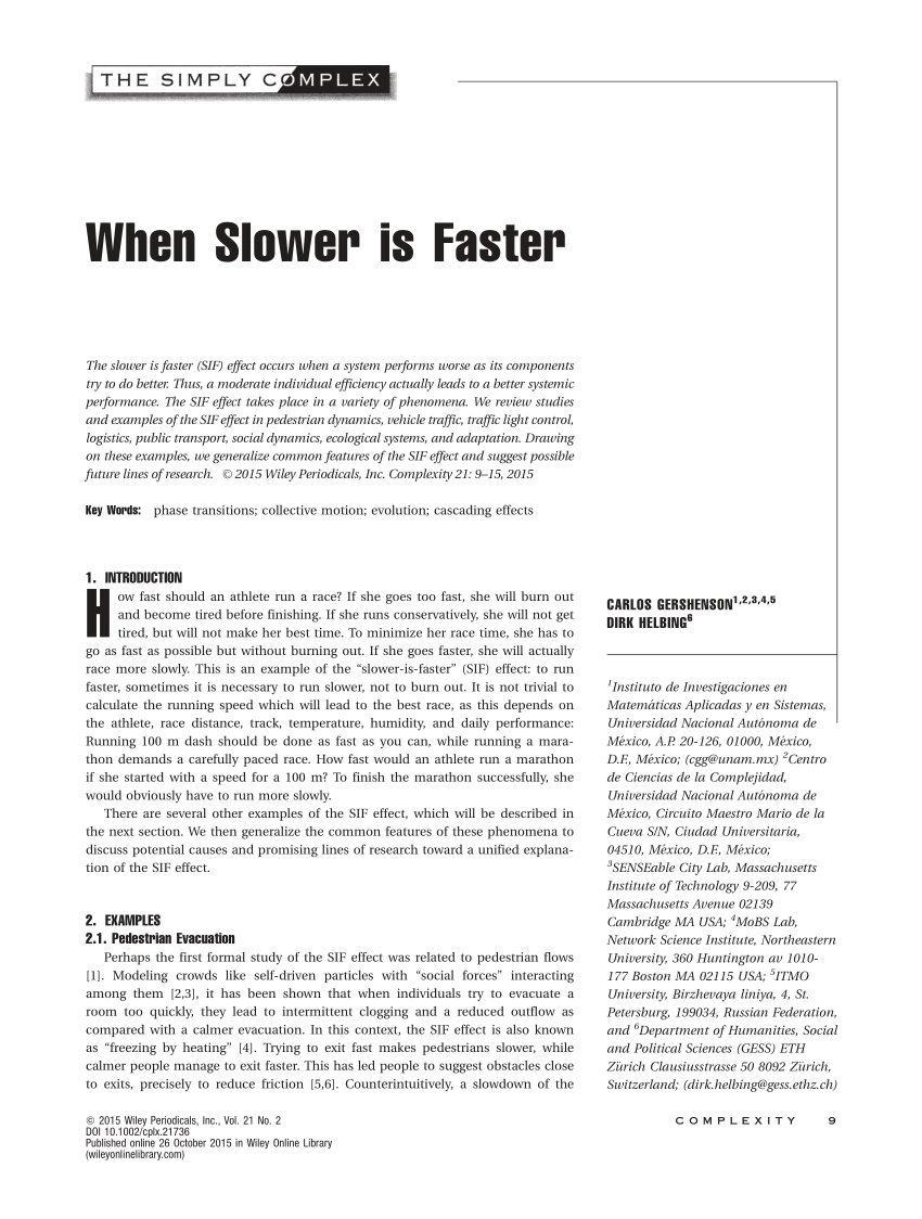Pdf When Slower Is Faster