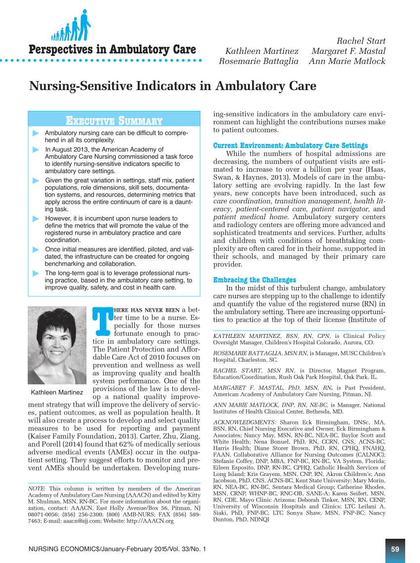 nursing sensitive indicators