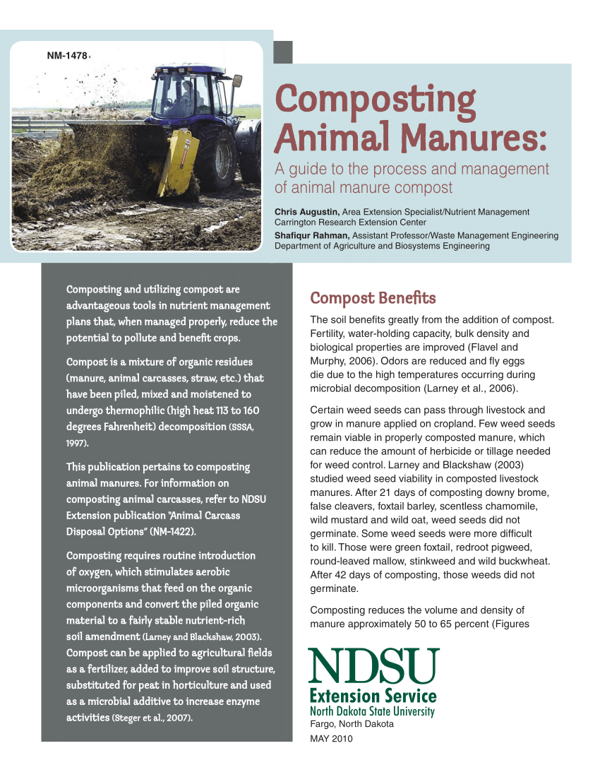 PDF) Composting Animal Manures: A guide to the process and management of animal  manure compost