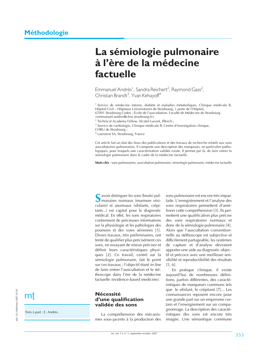 conversation hospital Twinkle PDF) La sémiologie pulmonaire à l'ère de la médecine factuelle