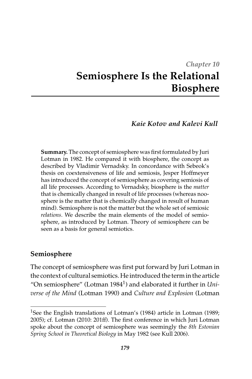 PDF) Semiosphere the Relational Biosphere