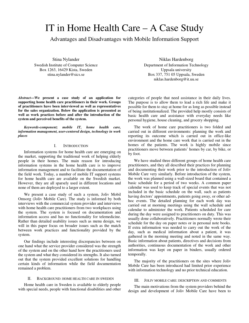 home health care case study