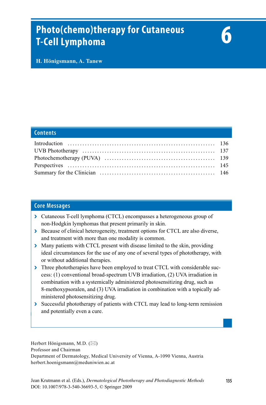 phototherapy for t cell lymphoma