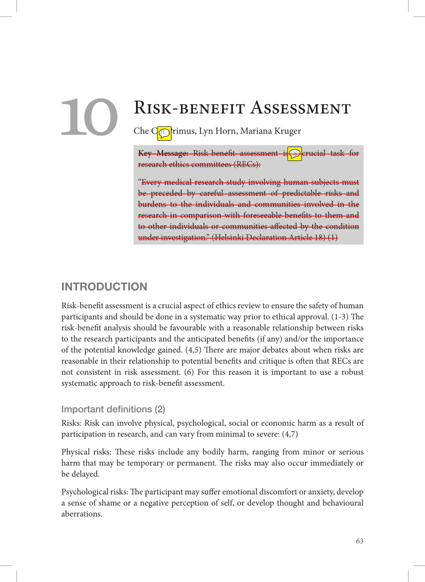 risk benefit assessment in research
