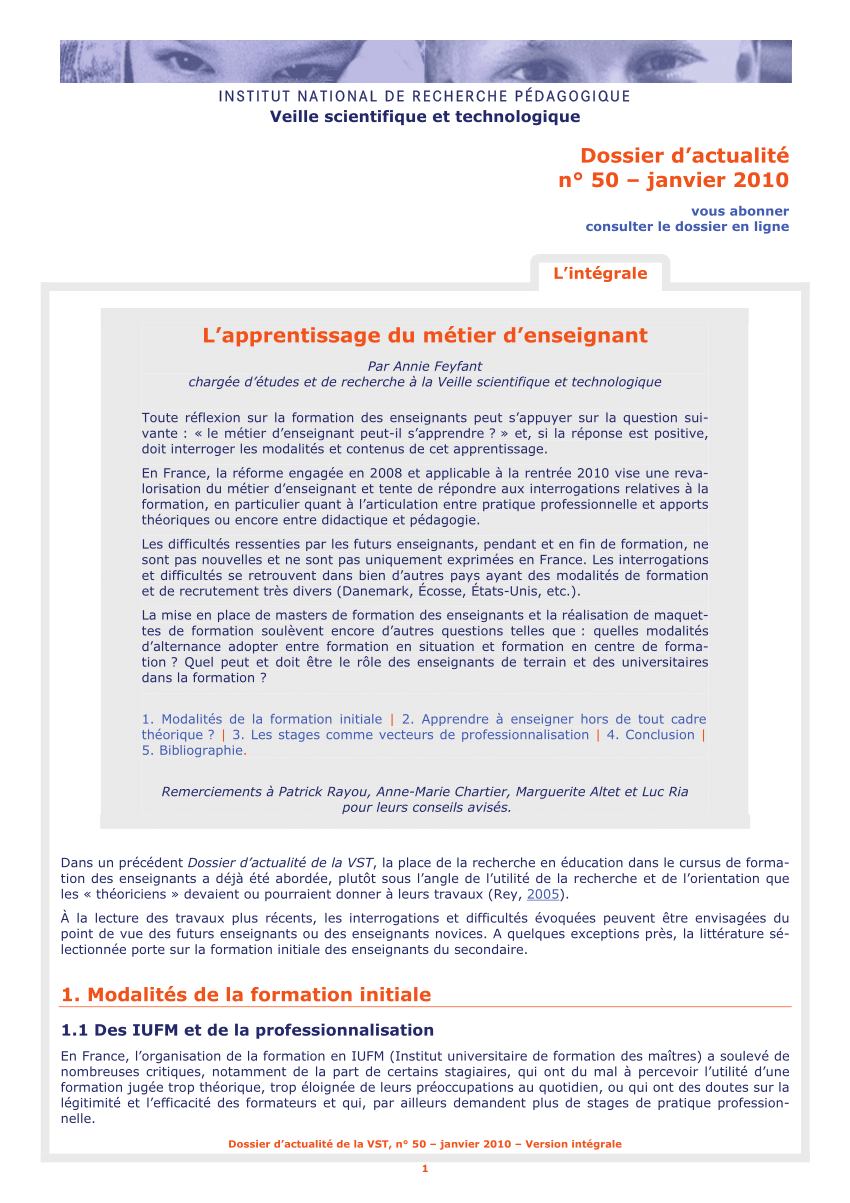 Pdf L Apprentissage Du Metier D Enseignant