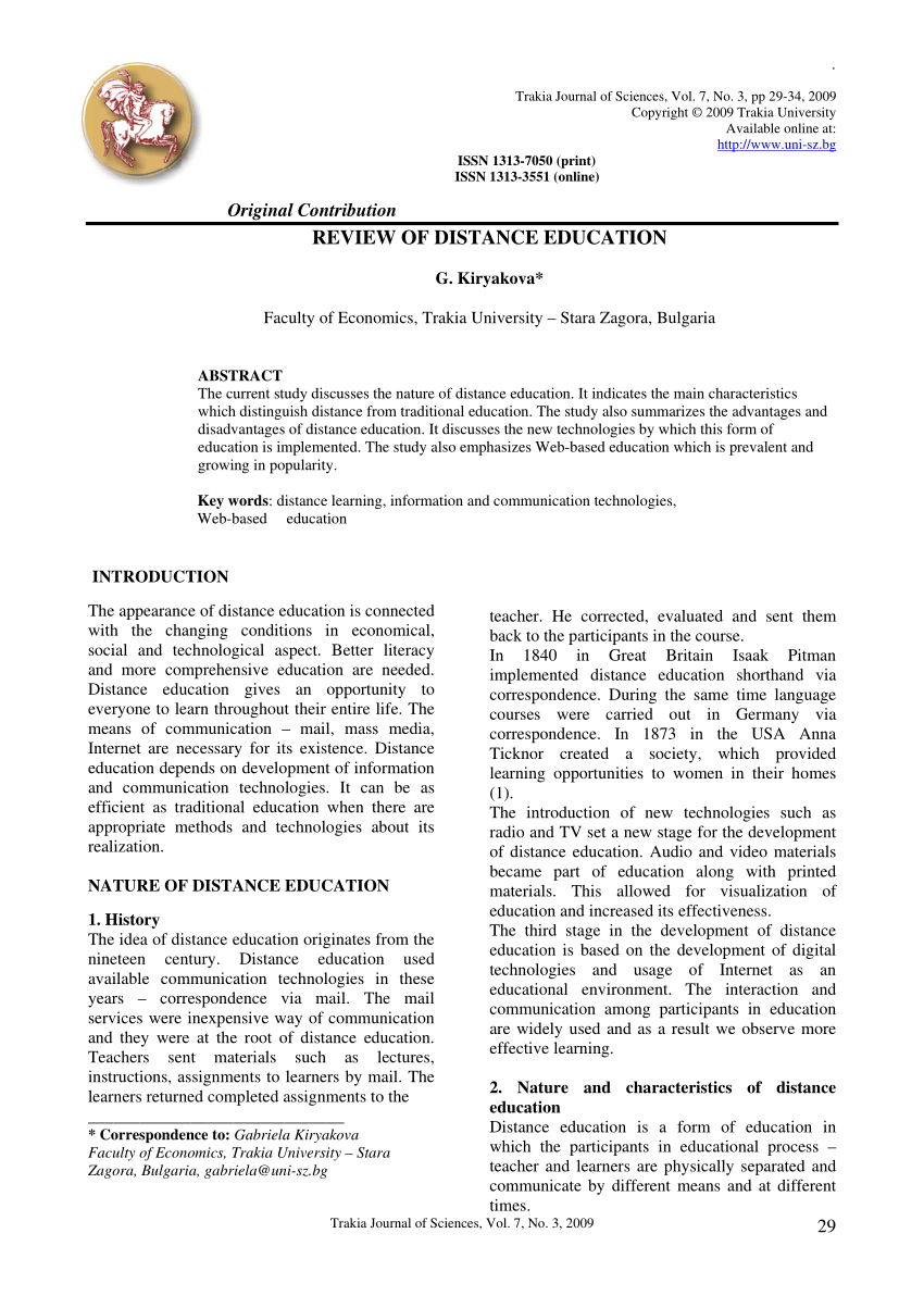 distance education research paper pdf