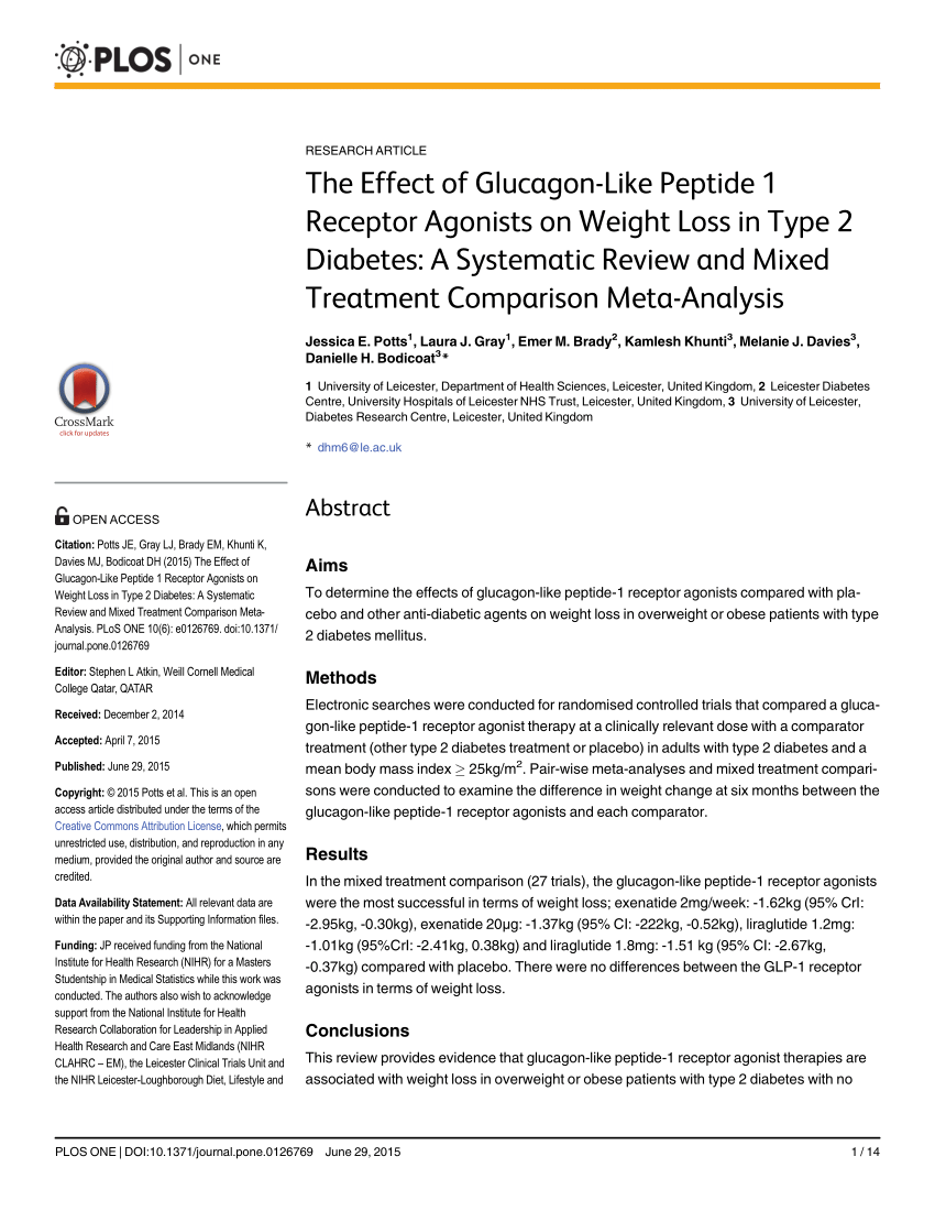 The Weight-loss Effect of GLP-1RAs Glucagon-Like Peptide-1 Receptor  Agonists in Non-diabetic Individuals with Overweight or Obesity: A  Systematic Review with Meta-Analysis and Trial Sequential Analysis of  Randomized Controlled Trials - The American