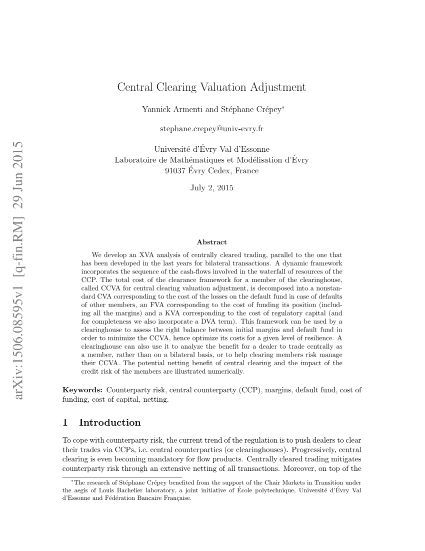 PDF) Central Clearing Valuation Adjustment