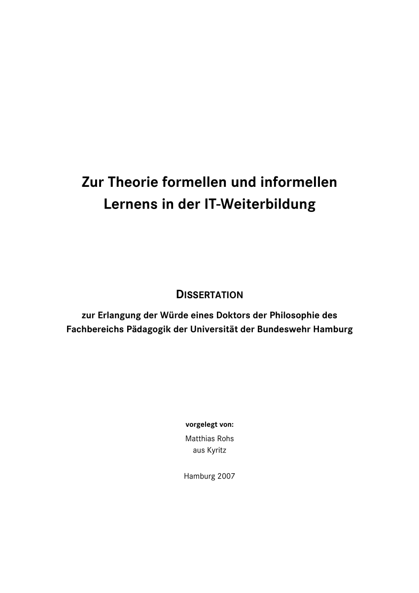 PDF Zur Theorie formellen und informellen Lernens in der IT Weiterbildung