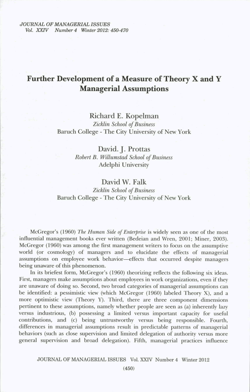 theory x and theory y assumptions