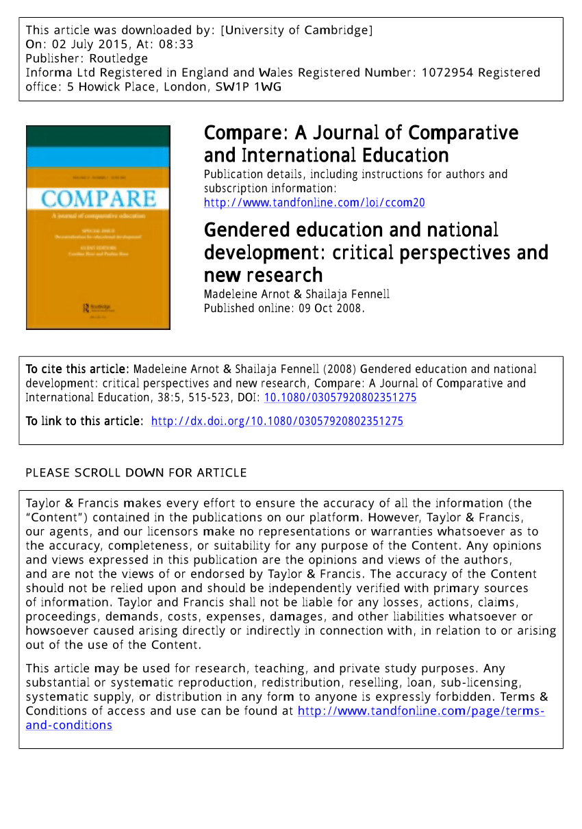 (PDF) Compare A Journal of Comparative and International Education