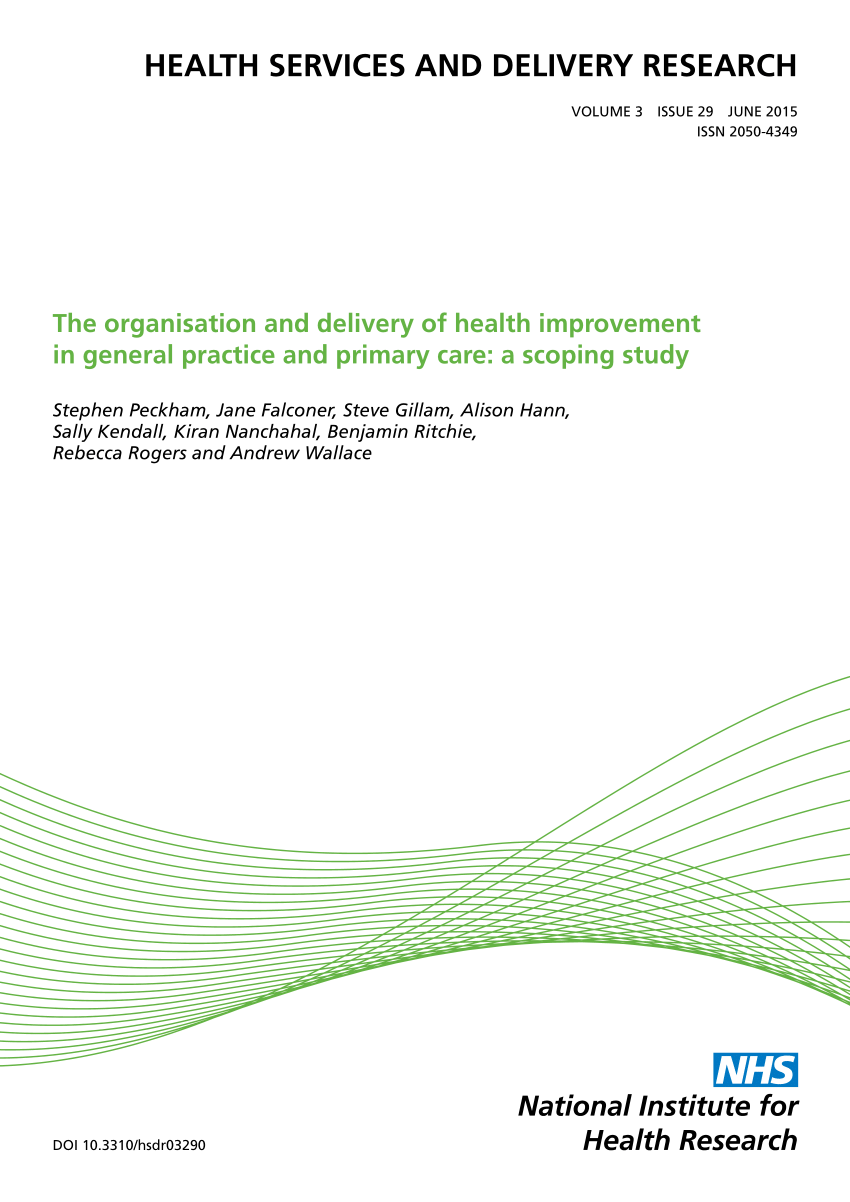 PDF) The organisation and delivery of health improvement in