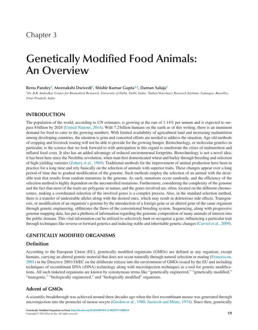 Pdf Genetically Modified Food Animals An Overview