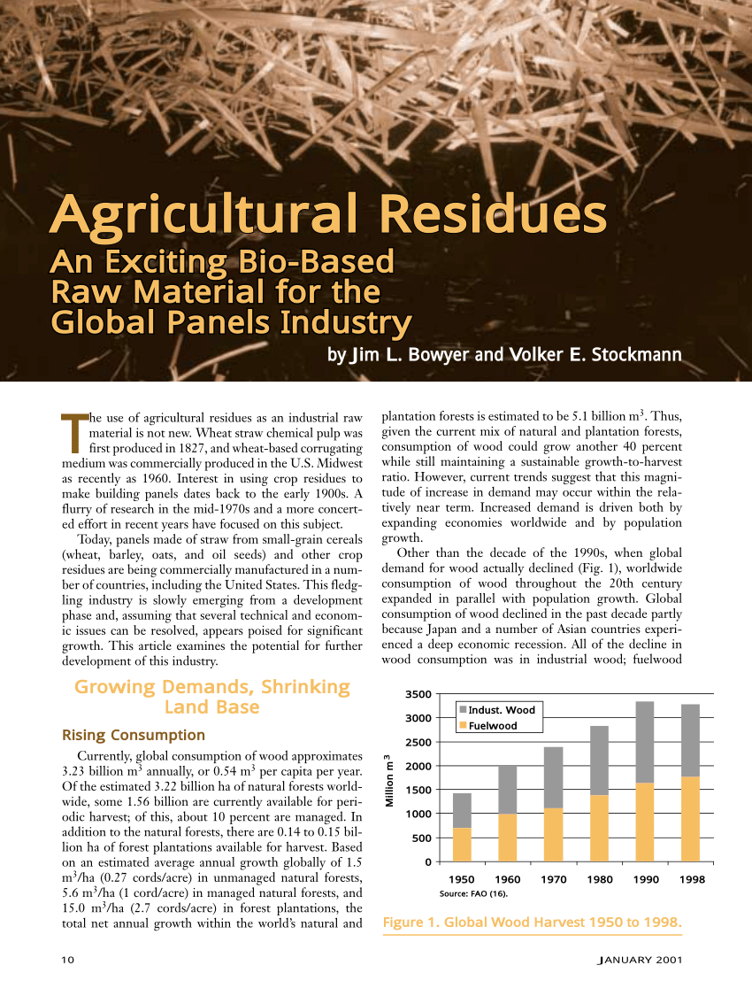 PDF) Agricultural residues: An exciting bio-based raw material for the  global panels industry