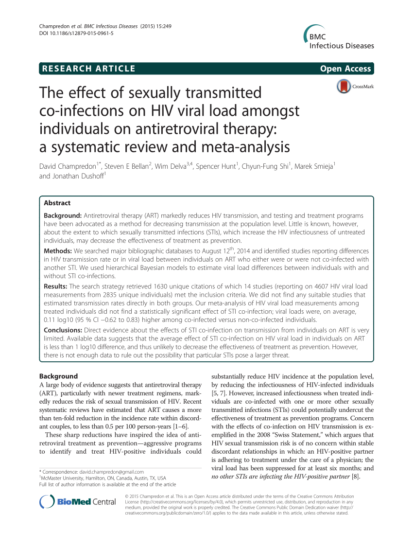 Pdf The Effect Of Sexually Transmitted Co Infections On Hiv Viral 8229