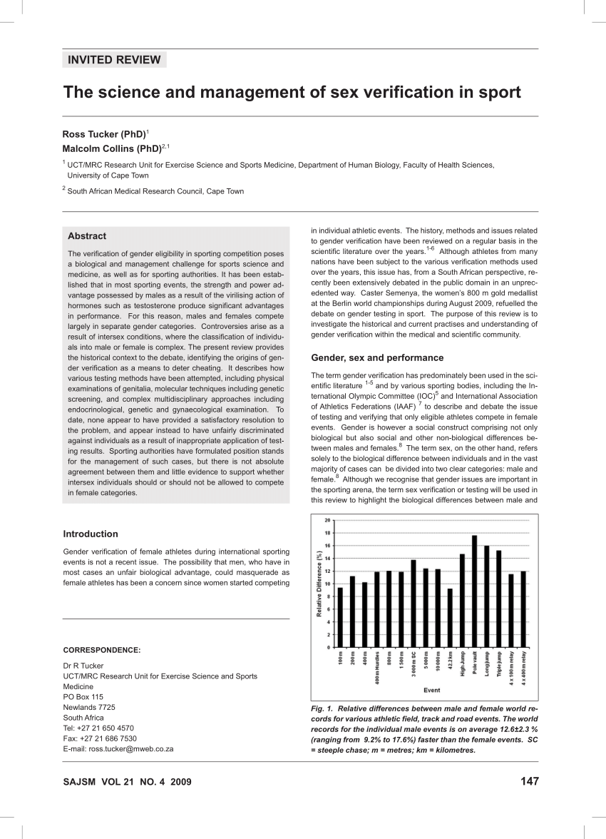 PDF) The science and management of sex verification in sport