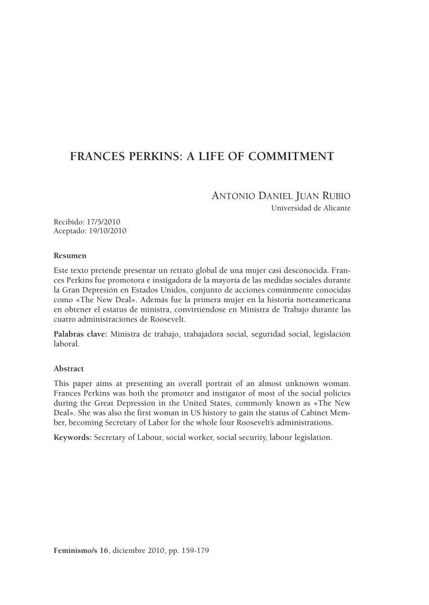 Pdf Frances Perkins A Life Of Commitment