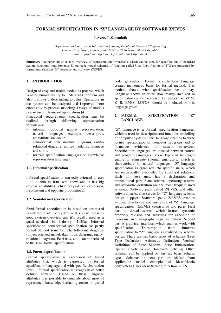 Pdf Formal Specification In Z Language By Software Z Eves