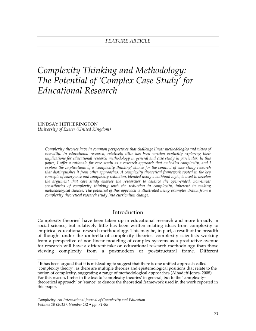 case study research the view from complexity science