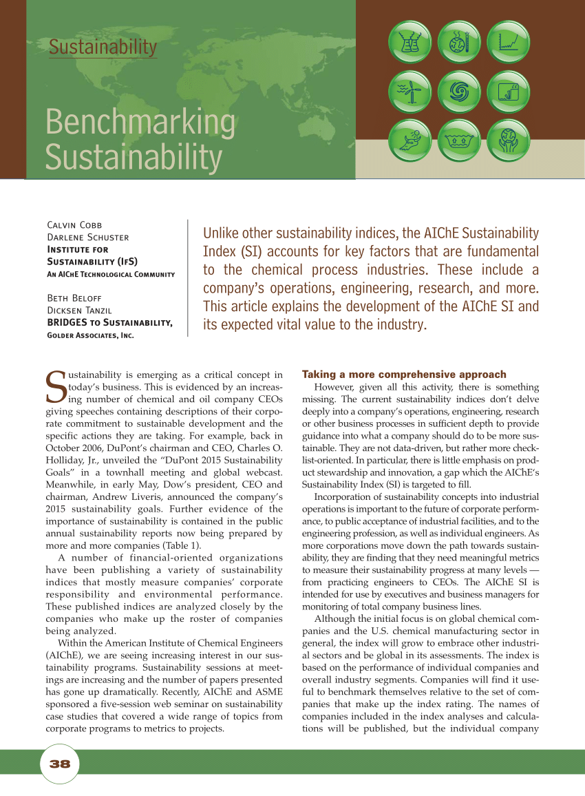 (PDF) Benchmarking sustainability