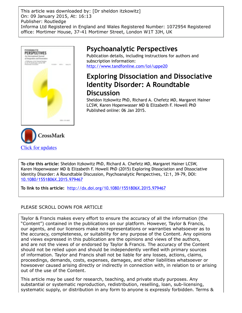 dissociative identity disorder case study pdf