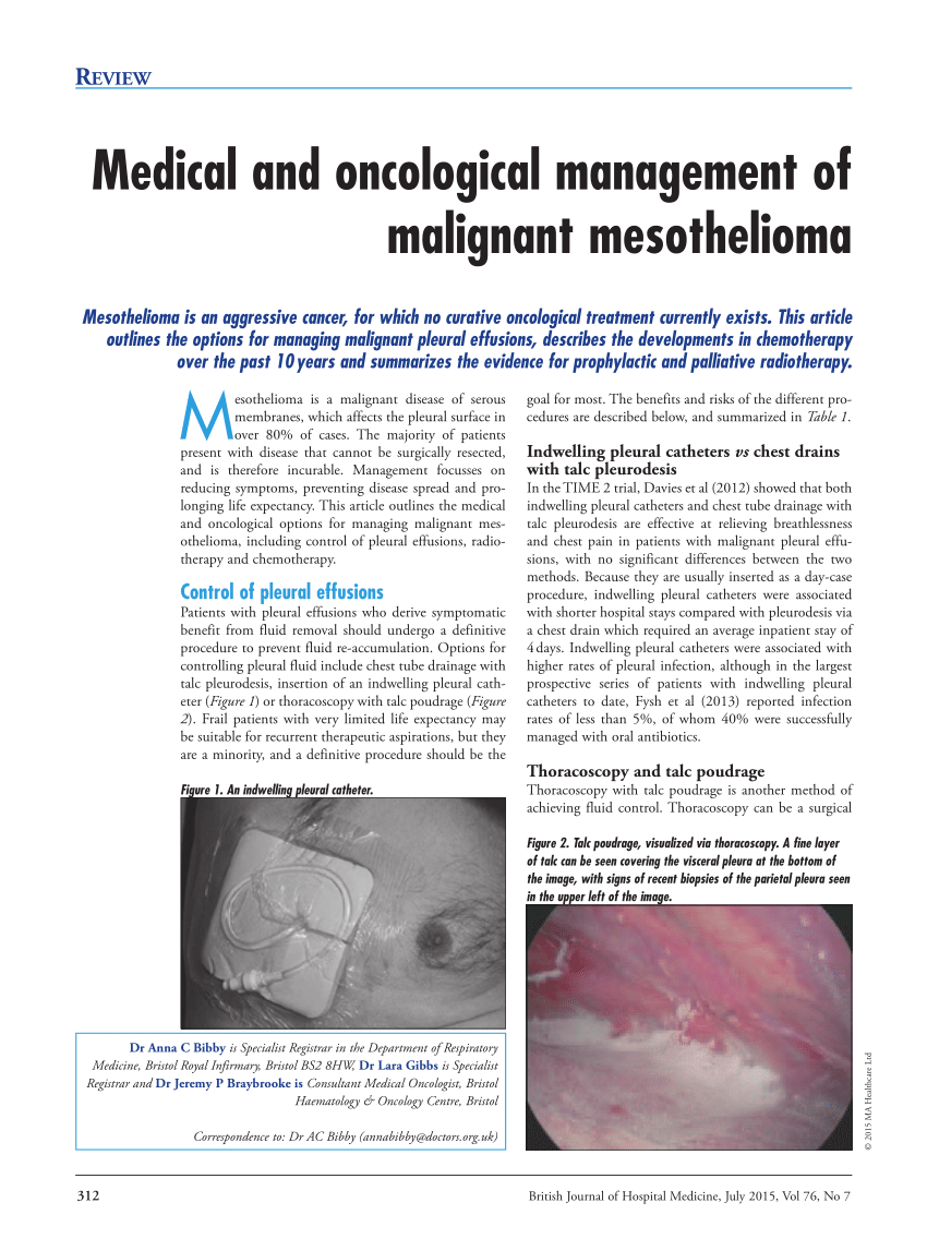 (PDF) Medical and oncological management of malignant mesothelioma