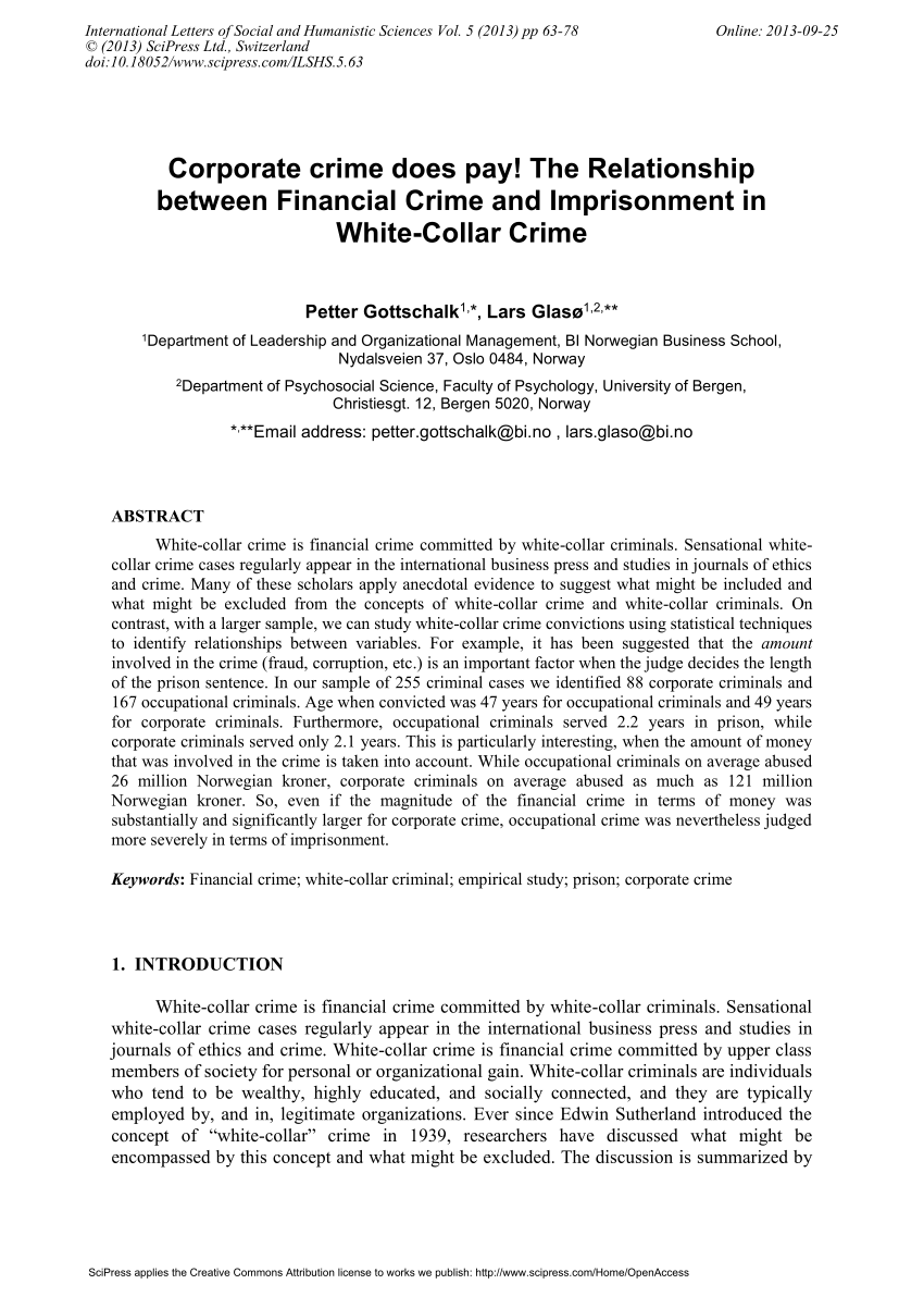 white collar crime research paper