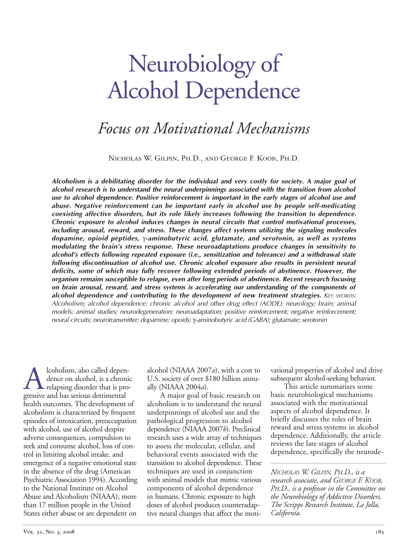 PDF) Neurobiology of Alcohol Dependence