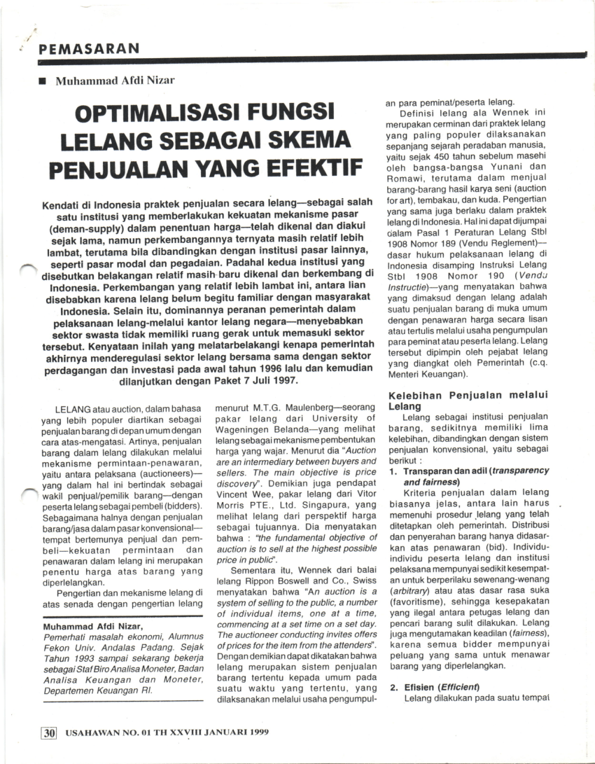 (PDF) Optimalisasi Fungsi Lelang sebagai Skema Penjualan