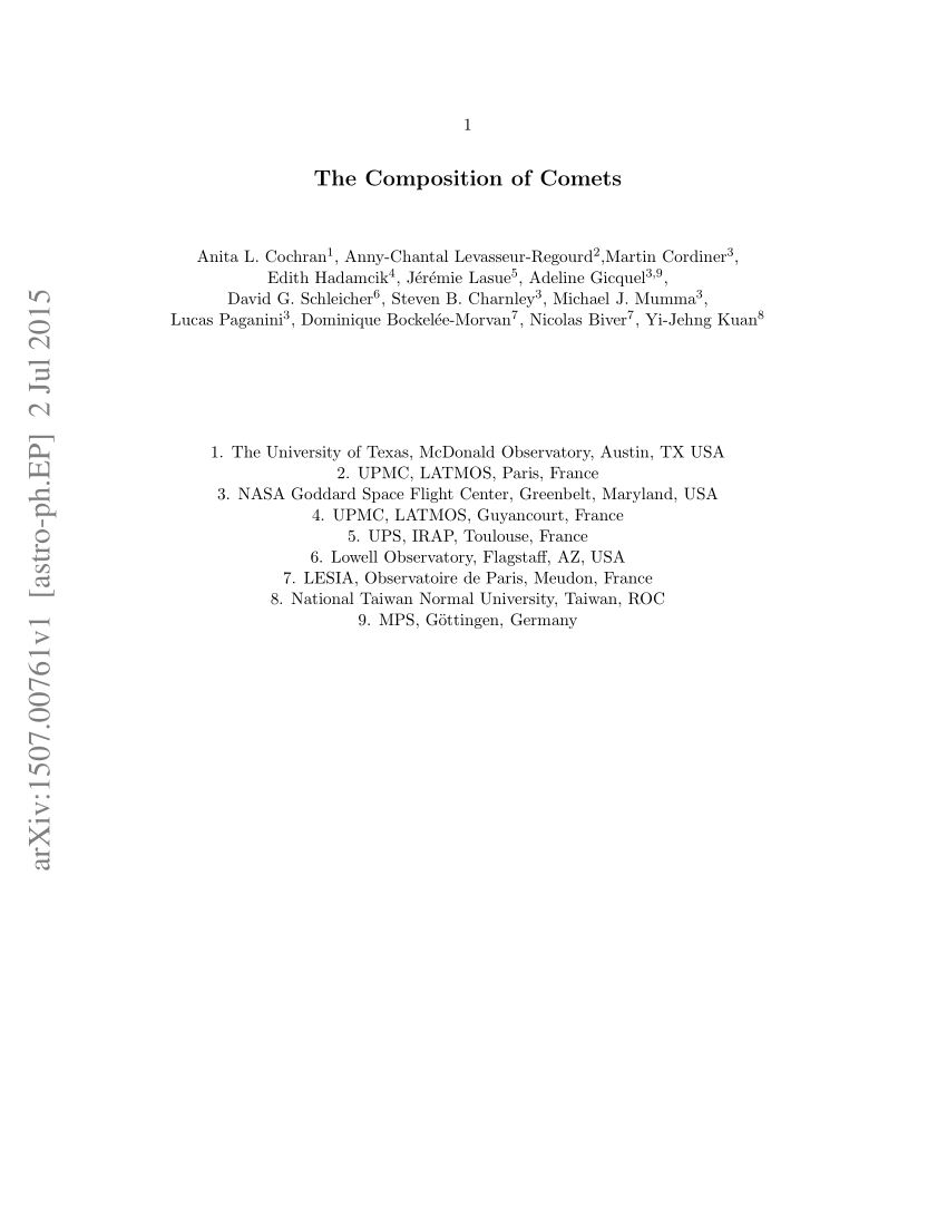 PDF) The Composition of Comets