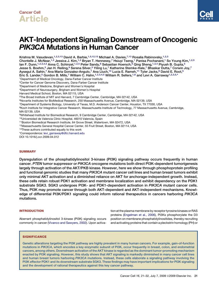 (PDF) AKT-Independent Signaling Downstream of Oncogenic 