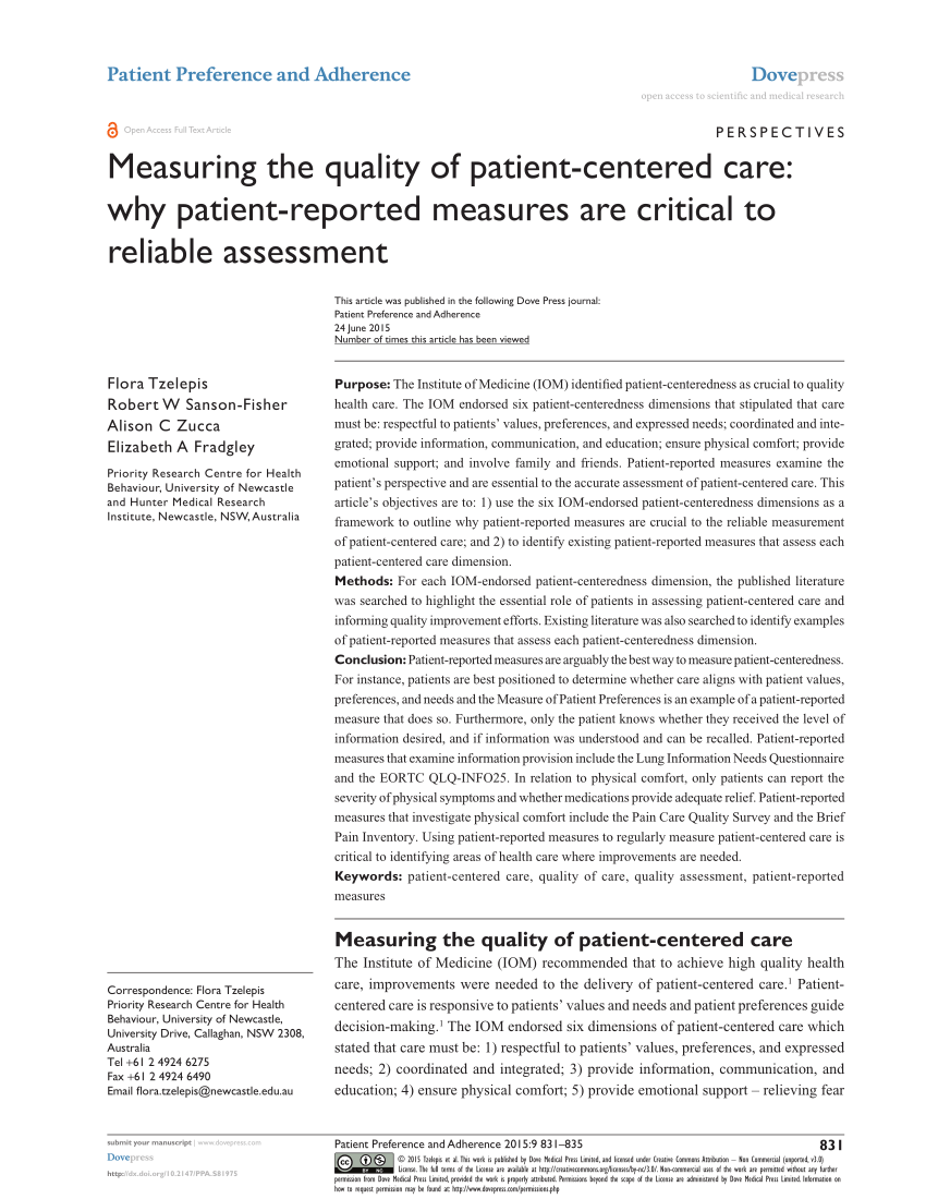 A Critical Analysis Of Patient Centred Assessment