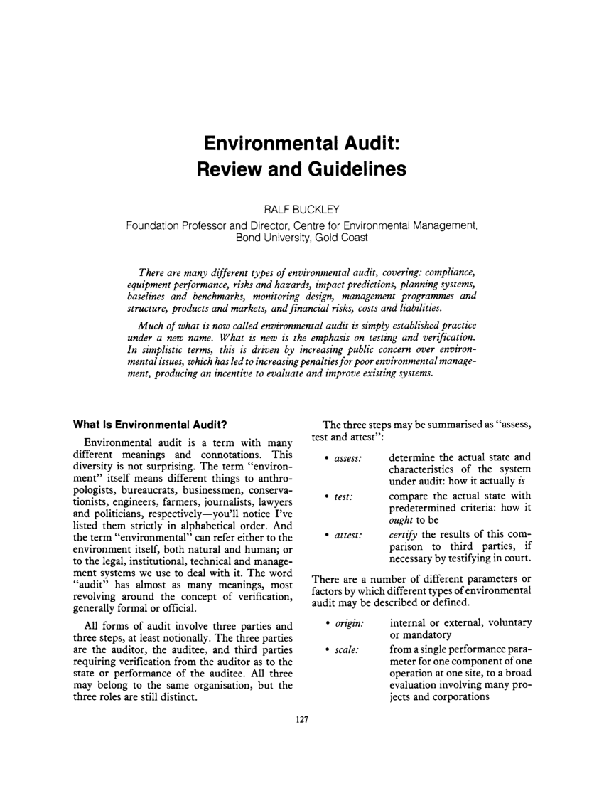 (PDF) Environmental audit: Review and guidelines