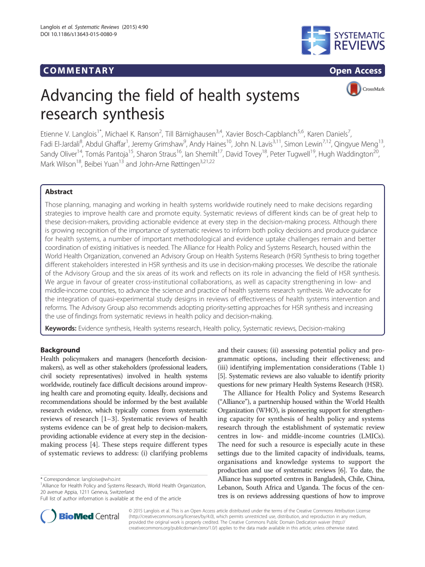 health system research paper