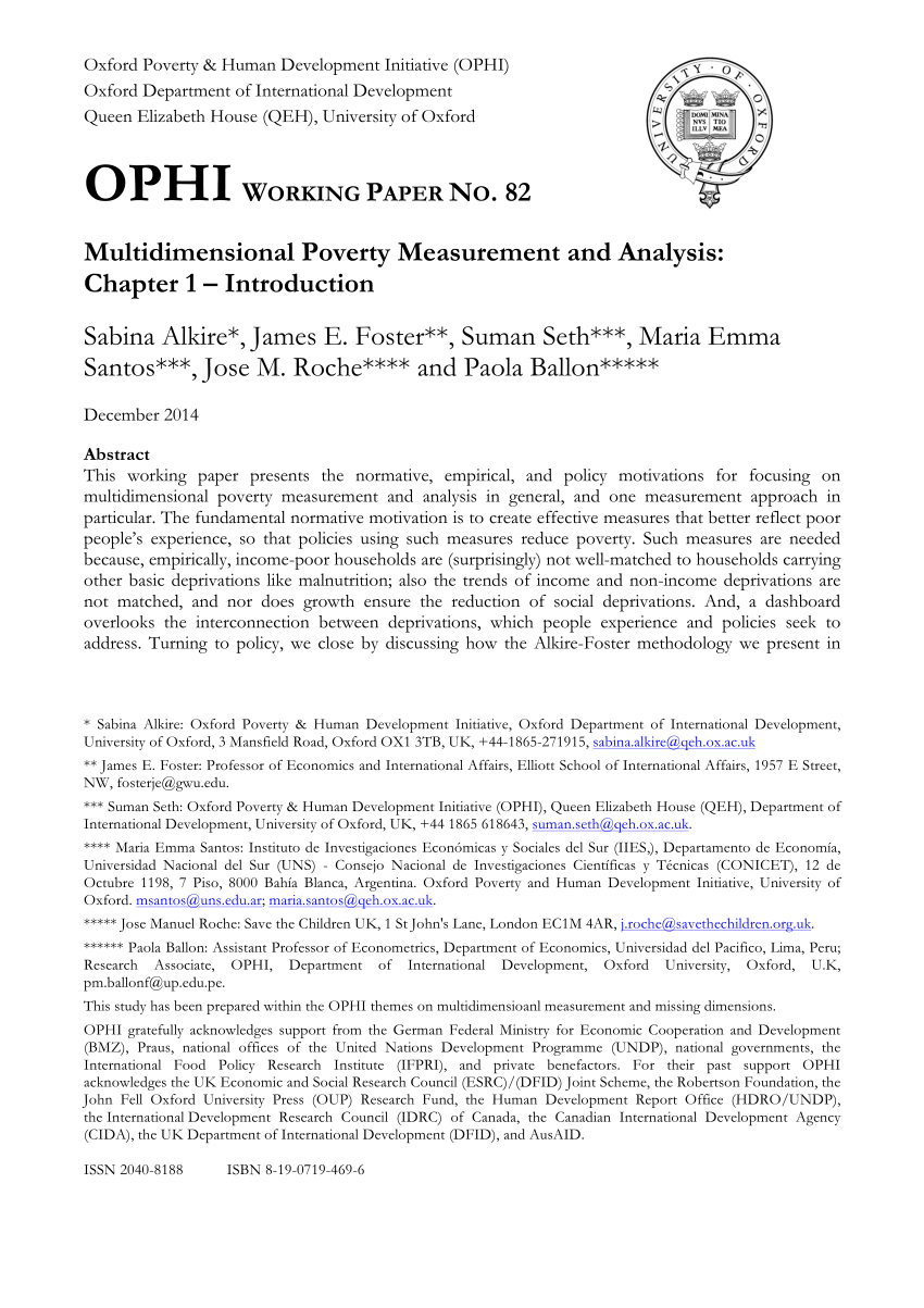 PDF) Multidimensional Poverty Measurement and Analysis