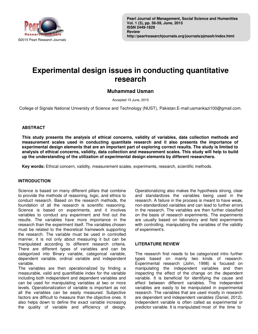 experimental research paper pdf