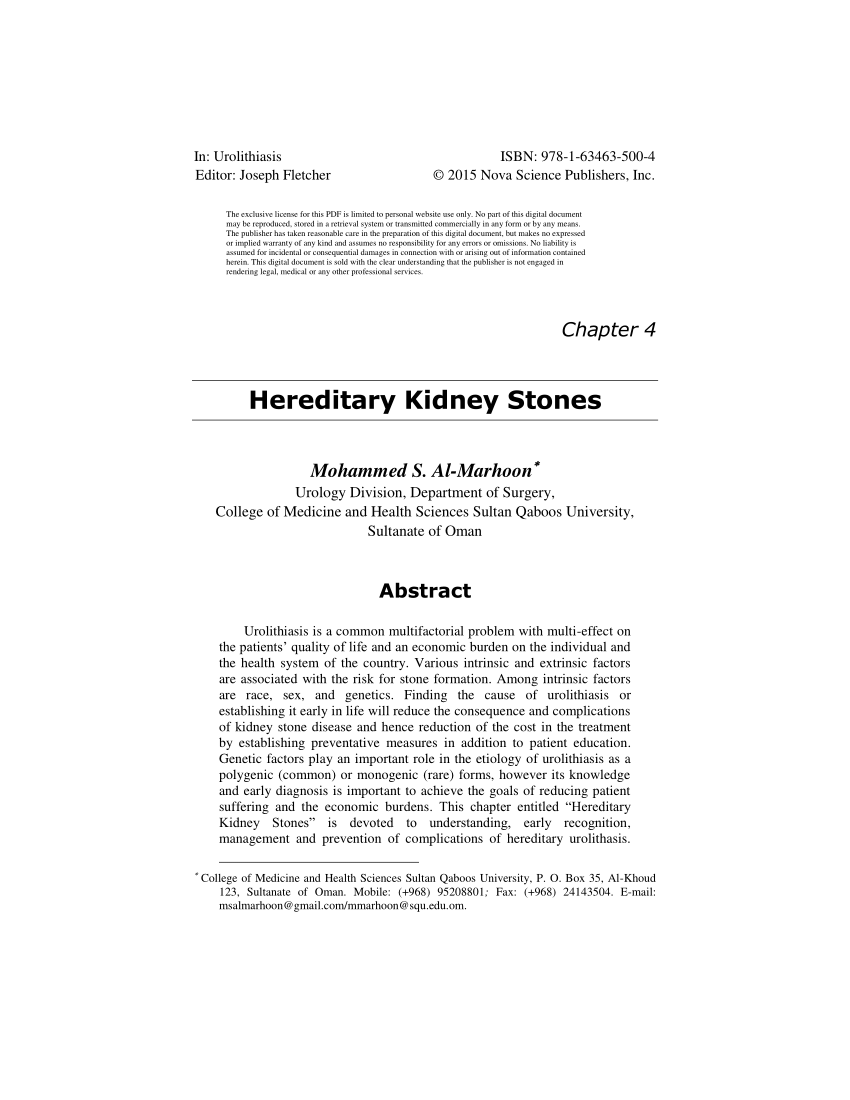 Pdf Hereditary Kidney Stones