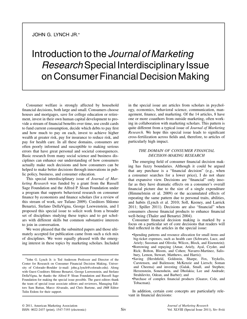 journal of marketing research issues