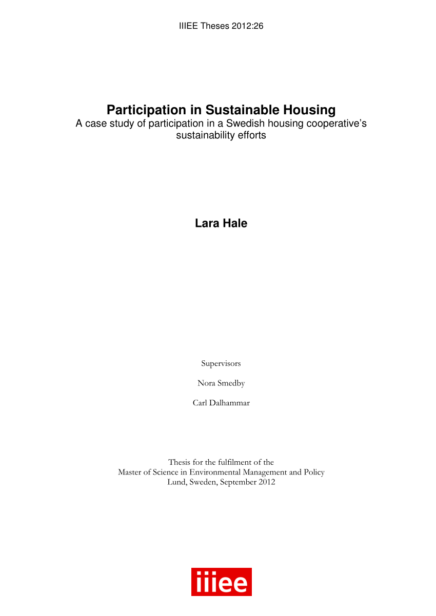 PDF) Participation in Sustainable Housing: A case study of ...