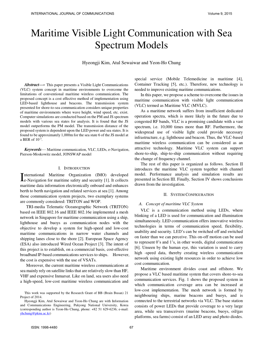 Pdf Maritime Visible Light Communication With Sea Spectrum