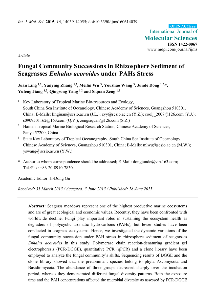 (PDF) Fungal Community Successions in Rhizosphere Sediment of ...