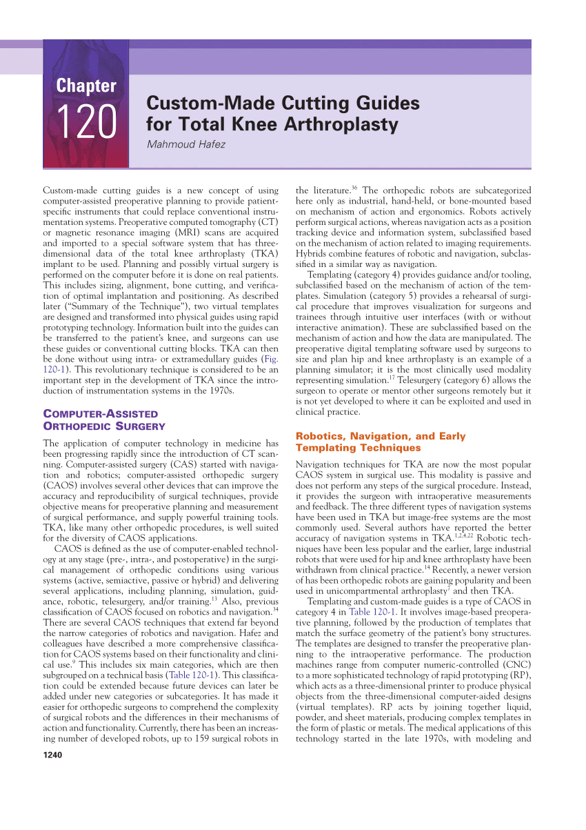 Pdf Custom Made Cutting Guides For Knee Arthroplasty