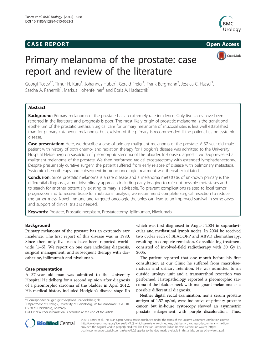 Pdf Primary Melanoma Of The Prostate Case Report And Review Of The Literature