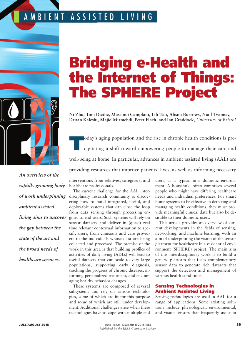 PDF) Bridging e-Health and the Internet of Things: The SPHERE Project