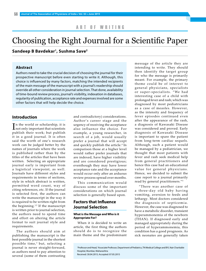 published scientific journal paper