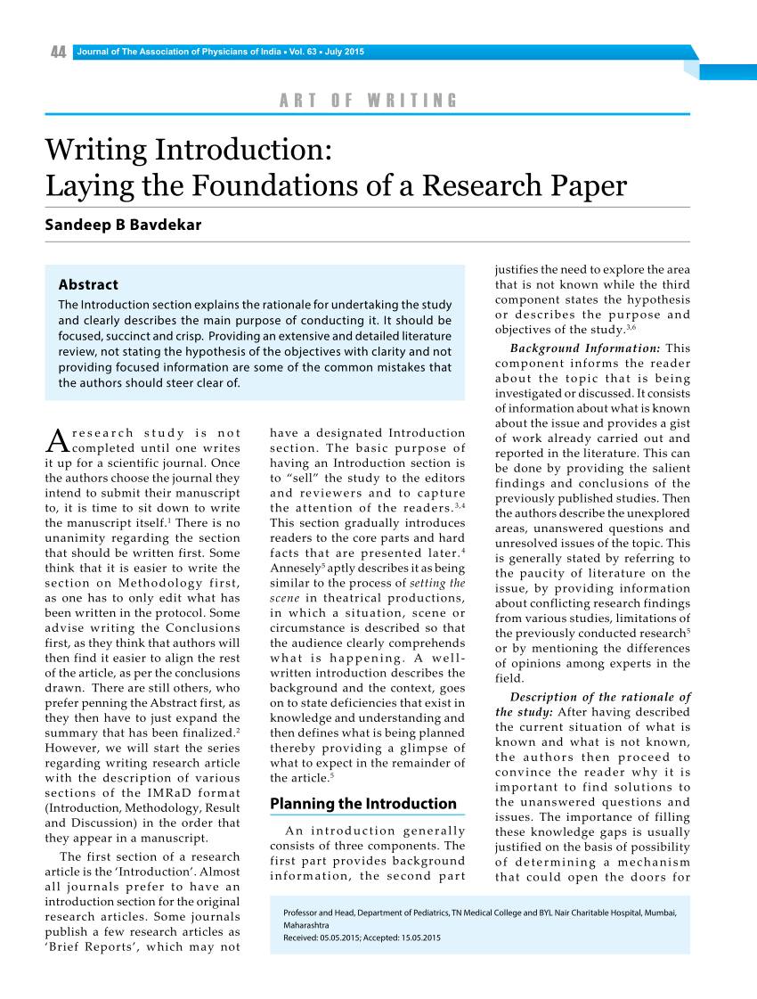 introduction paragraph research paper example