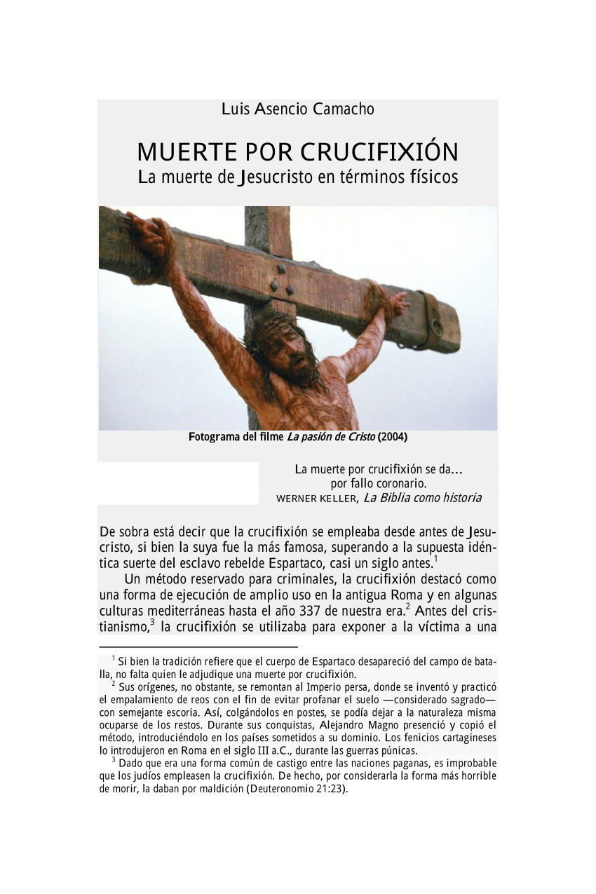 (PDF) Muerte por crucifixión la muerte de Jesucristo en términos físicos