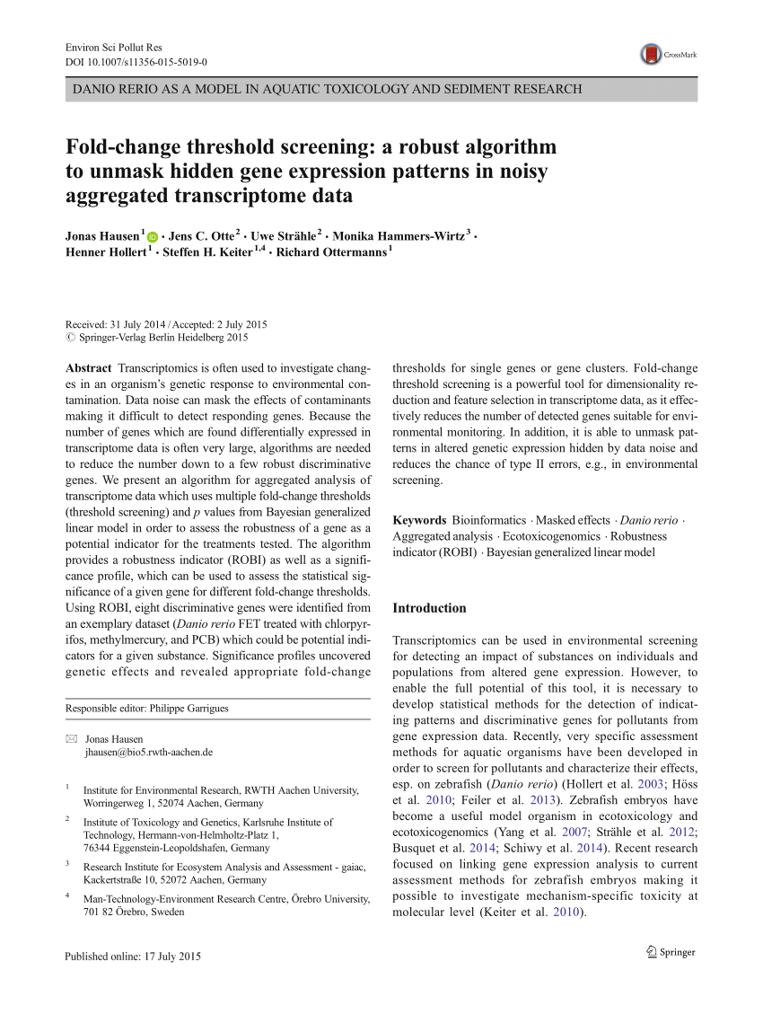 Pdf Fold Change Threshold Screening A Robust Algorithm To Unmask Hidden Gene Expression Patterns In Noisy Aggregated Transcriptome Data