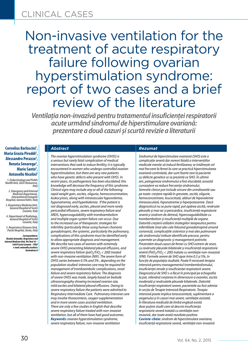 Pdf Non Invasive Ventilation For The Treatment Of Acute